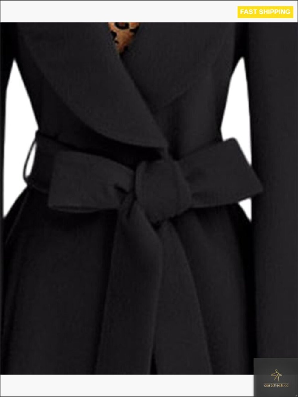 Double Breasted Wool Blend Trench Coat Classic Elegant Winter A Line Flared - Picture 2 of 3
